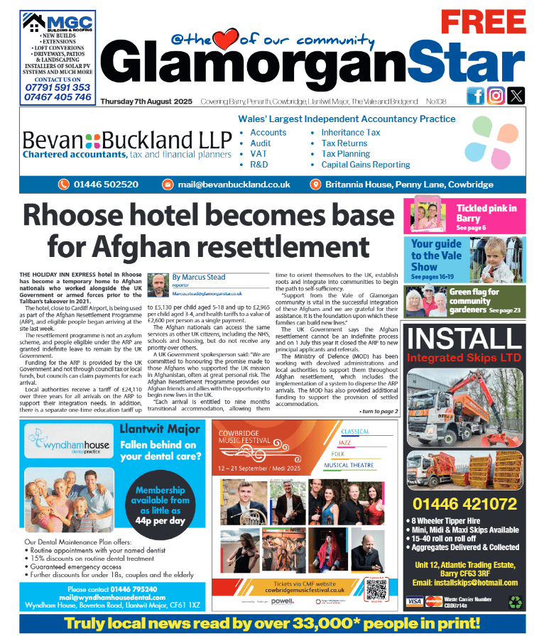 Marcus Stead's Glamorgan Star front page on 7 August 2025